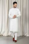 Shop_Aham-Vayam_White Cotton Mirrors, Embroidery Harsh Kurta And Pant Set _Online_at_Aza_Fashions