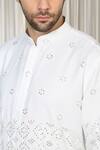 Buy_Aham-Vayam_White Cotton Mirrors, Embroidery Harsh Kurta And Pant Set 