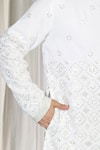 Shop_Aham-Vayam_White Cotton Mirrors, Embroidery Harsh Kurta And Pant Set 