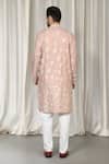 Shop_Aham-Vayam_Peach Cotton Embroidery Upwan Kurta Set _at_Aza_Fashions
