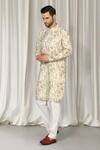 Buy_Aham-Vayam_Ivory Cotton Embroidery Phool Bahaar Kurta And Pant Set _Online_at_Aza_Fashions