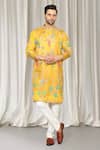 Buy_Aham-Vayam_Yellow Cotton Embroidery, Mirrors Phool Utsav Kurta And Pant Set _at_Aza_Fashions