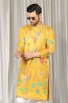 Buy_Aham-Vayam_Yellow Cotton Embroidery, Mirrors Phool Utsav Kurta And Pant Set 