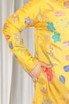 Shop_Aham-Vayam_Yellow Cotton Embroidery, Mirrors Phool Utsav Kurta And Pant Set 