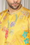 Aham-Vayam_Yellow Cotton Embroidery, Mirrors Phool Utsav Kurta And Pant Set _Online