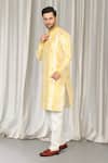 Aham-Vayam Yellow Cotton Embroidery Prajwal Tie Dye Kurta And Pant Set Online at Aza Fashions Aham-Vayam_Yellow Cotton Embroidery Prajwal Tie Dye Kurta And Pant Set _Online_at_Aza_Fashions