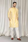 Aham-Vayam Yellow Cotton Embroidery Prajwal Tie Dye Kurta And Pant Set at Aza Fashions Aham-Vayam_Yellow Cotton Embroidery Prajwal Tie Dye Kurta And Pant Set _at_Aza_Fashions