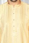 Buy_Aham-Vayam_Yellow Cotton Sequins, Embroidery Harshollas Kurta And Pant Set _Online_at_Aza_Fashions