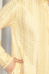Shop_Aham-Vayam_Yellow Cotton Sequins, Embroidery Harshollas Kurta And Pant Set _Online_at_Aza_Fashions