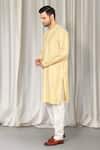 Aham-Vayam_Yellow Cotton Sequins, Embroidery Harshollas Kurta And Pant Set _at_Aza_Fashions