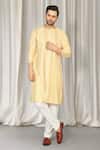 Buy_Aham-Vayam_Yellow Cotton Sequins, Embroidery Harshollas Kurta And Pant Set _at_Aza_Fashions