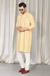 Aham-Vayam_Yellow Cotton Sequins, Embroidery Harshollas Kurta And Pant Set _Online
