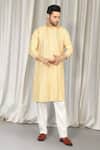 Buy_Aham-Vayam_Yellow Cotton Sequins, Embroidery Harshollas Kurta And Pant Set _Online