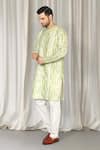 Aham-Vayam_Green Cotton Embroidery Tie Dye Kurta Set _Online_at_Aza_Fashions