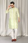 Buy_Aham-Vayam_Green Cotton Embroidery Tie Dye Kurta Set 