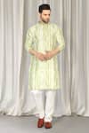 Shop_Aham-Vayam_Green Cotton Embroidery Tie Dye Kurta Set 