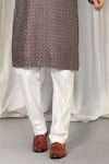 Aham-Vayam_Brown Cotton Embroidery Ombre Kurta And Pant Set _at_Aza_Fashions