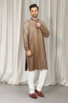 Shop Aham-Vayam Brown Cotton Embroidery Ombre Kurta And Pant Set Online at Aza Fashions Shop_Aham-Vayam_Brown Cotton Embroidery Ombre Kurta And Pant Set _Online_at_Aza_Fashions