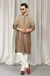 Shop Aham-Vayam Brown Cotton Embroidery Ombre Kurta And Pant Set Shop_Aham-Vayam_Brown Cotton Embroidery Ombre Kurta And Pant Set