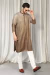 Buy Aham-Vayam Brown Cotton Embroidery Ombre Kurta And Pant Set Online Buy_Aham-Vayam_Brown Cotton Embroidery Ombre Kurta And Pant Set _Online