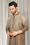 Shop Aham-Vayam Brown Cotton Embroidery Ombre Kurta And Pant Set Online Shop_Aham-Vayam_Brown Cotton Embroidery Ombre Kurta And Pant Set _Online