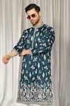 Buy Aham-Vayam Teal Cotton Embroidery Upwan Kurta And Pant Set Buy_Aham-Vayam_Teal Cotton Embroidery Upwan Kurta And Pant Set