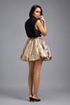 Shop_Deepika Arora_Gold Metallic Bubble Mini Skirt _at_Aza_Fashions