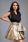 Buy_Deepika Arora_Gold Metallic Bubble Mini Skirt 