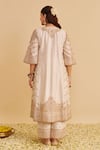 Shop_Sheetal Batra_Ivory Chanderi Silk Embroidery, Metallic Aqsha Chauga Kurta With Palazzo _at_Aza_Fashions