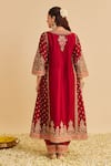 Shop Sheetal Batra Red Chanderi , Bemberg, Organza Embroidery, Zoya Chauga Kurta Set at Aza Fashions Shop_Sheetal Batra_Red Chanderi , Bemberg, Organza Embroidery, Zoya Chauga Kurta Set _at_Aza_Fashions