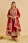 Buy Sheetal Batra Red Chanderi , Bemberg, Organza Embroidery, Zoya Chauga Kurta Set at Aza Fashions Buy_Sheetal Batra_Red Chanderi , Bemberg, Organza Embroidery, Zoya Chauga Kurta Set _at_Aza_Fashions