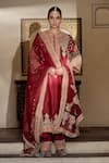 Buy Sheetal Batra Red Chanderi , Bemberg, Organza Embroidery, Zoya Chauga Kurta Set Buy_Sheetal Batra_Red Chanderi , Bemberg, Organza Embroidery, Zoya Chauga Kurta Set