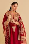 Shop Sheetal Batra Red Chanderi , Bemberg, Organza Embroidery, Zoya Chauga Kurta Set Shop_Sheetal Batra_Red Chanderi , Bemberg, Organza Embroidery, Zoya Chauga Kurta Set