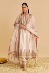 Shop_Sheetal Batra_Ivory Chanderi , Bemberg, Satin, Organza Zoya Kurta Salwar Set _Online_at_Aza_Fashions