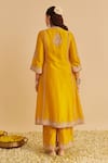 Shop_Sheetal Batra_Mustard Chanderi , Organza Embroidery, Anaiza Chauga Kurta Palazzo Set _at_Aza_Fashions