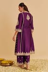 Shop_Sheetal Batra_Purple Chanderi , Organza Embroidery, Zari, Anaiza Kurta Palazzo Set _at_Aza_Fashions