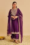 Buy_Sheetal Batra_Purple Chanderi , Organza Embroidery, Zari, Anaiza Kurta Palazzo Set _at_Aza_Fashions