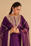 Shop_Sheetal Batra_Purple Chanderi , Organza Embroidery, Zari, Anaiza Kurta Palazzo Set _Online_at_Aza_Fashions