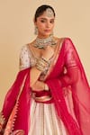 Sheetal Batra_Ivory , Organza Zari, Embroidery, Sequins Amara Paisley Lehenga Set _Online_at_Aza_Fashions