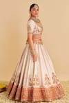 Buy_Sheetal Batra_Ivory , Organza Zari, Embroidery, Sequins Amara Paisley Lehenga Set _Online_at_Aza_Fashions