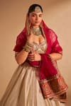 Buy_Sheetal Batra_Ivory , Organza Zari, Embroidery, Sequins Amara Paisley Lehenga Set _at_Aza_Fashions