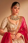 Shop_Sheetal Batra_Ivory , Organza Zari, Embroidery, Sequins Amara Paisley Lehenga Set _Online_at_Aza_Fashions