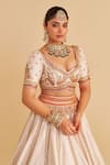 Sheetal Batra_Ivory , Organza Zari, Embroidery, Sequins Amara Paisley Lehenga Set _at_Aza_Fashions
