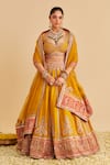 Buy_Sheetal Batra_Mustard , Organza Embroidery, Sequins, Zari Amara Paisley Lehenga Set _at_Aza_Fashions