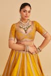 Sheetal Batra_Mustard , Organza Embroidery, Sequins, Zari Amara Paisley Lehenga Set _at_Aza_Fashions