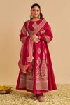 Buy_Sheetal Batra_Pink Chanderi , Organza Embroidery, Zainah Anarkali Jacket Set _at_Aza_Fashions