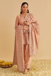 Buy_Sheetal Batra_Pink Chanderi Silk, Bemberg Embroidery, Metallic Thread, Zari Areeba Kurta Set _at_Aza_Fashions