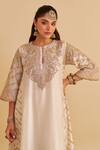 Sheetal Batra_Ivory Chanderi , Organza Embroidery, Zari Keyhole Aqsha Kurta Set _Online_at_Aza_Fashions