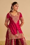Buy_Sheetal Batra_Fuchsia Chanderi , Organza Embroidery, Zari Alina Kurta Sharara Set _Online_at_Aza_Fashions