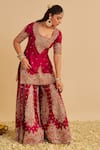 Sheetal Batra_Fuchsia Chanderi , Organza Embroidery, Zari Alina Kurta Sharara Set _at_Aza_Fashions